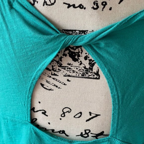 Anthropologie t.la Aqua Cotton Back Cutout Twisted Back Ruffled Sleeve - Picture 3 of 5